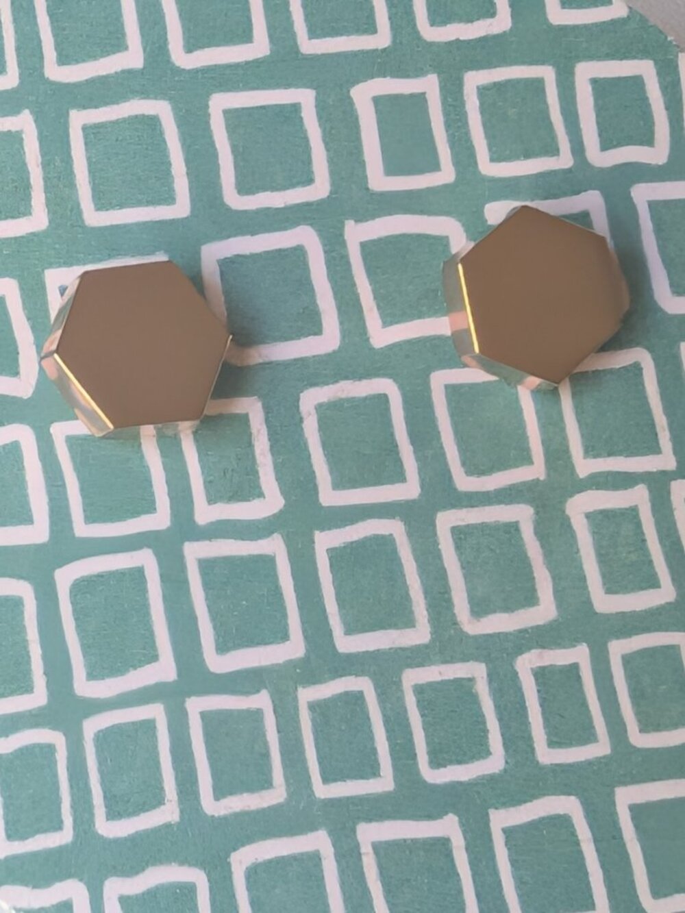 Madewell EUC Shape Study Rose Gold Plated Hexagon Stud Earrings Minimalist